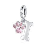 Pandora Style Pink Dog Paw Bone Dangle - SCC2127-PK