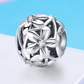 Pandora Style Silver Charm, Flower Shape - SCC729