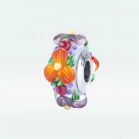 Pandora Style Silver Spacer Charm, Colorful Flowers - SCC1720