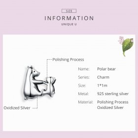 Silver Polar Bear Mother and Child Charm - PANDORA Style - SCC1207