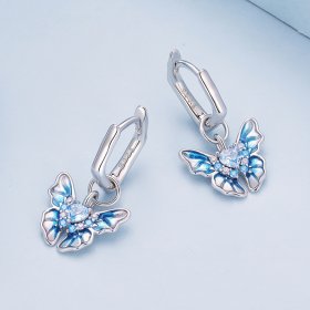 Pandora Style Butterfly Hoops Earrings - BSE845