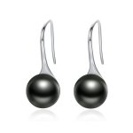 Silver Black Pearl Hanging Earrings - PANDORA Style - SCE144