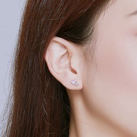 Pandora Style Silver Stud Earrings, Butterfly - BSE236