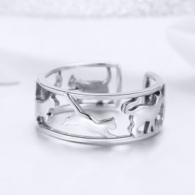 Silver Happy Cats Ring - PANDORA Style - SCR473