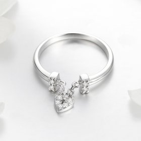 Silver Heart Lock Ring - PANDORA Style - SCR466