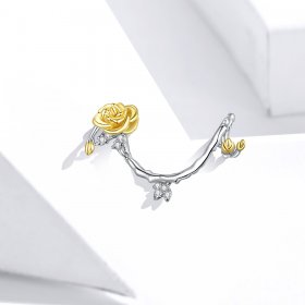 Two Tone Pandora Style Charm, Bicolor Rose Vines - BSC322