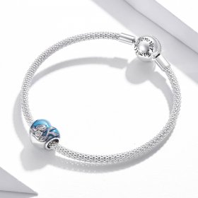 Pandora Style Silver Charm, Little Mermaid Dream, Cyan Blue Enamel - SCC1801