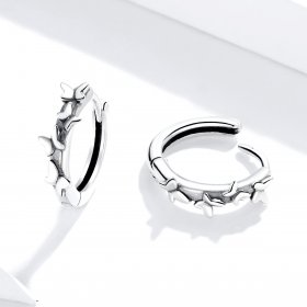 Pandora Style Silver Hoop Earrings, Elegant Butterfiles - SCE927