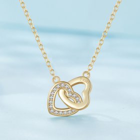 Pandora Style Heart To Heart-925 Silver Necklace - SCN181-B
