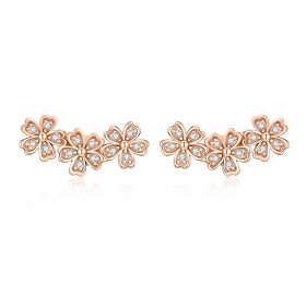 Rose Gold Contracted Daisy Stud Earrings - PANDORA Style - SCE419-C