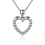 Silver Sparkle Heart Necklace - PANDORA Style - SCN025