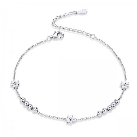 Silver Daisy Flower Chain Slider Bracelet - PANDORA Style - SCB146