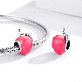 Pandora Style Silver Charm, Lovely Peach, Pink Enamel - SCC1834