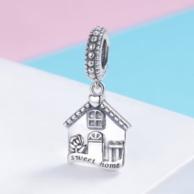 Pandora Style Silver Bangle Charm, Happy House - SCC913
