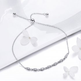 Silver Beauty of Simplicity Chain Slider Bracelet - PANDORA Style - SCB086