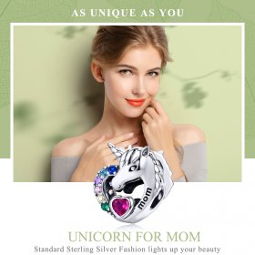 Silver Unicorn For Mom Charm - PANDORA Style - SCC1160