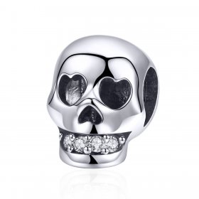 Pandora Style Silver Charm, White Skull - SCC965