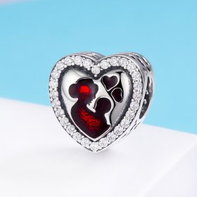 Pandora Style Silver Charm, Mom and Son, Red Enamel - SCC634