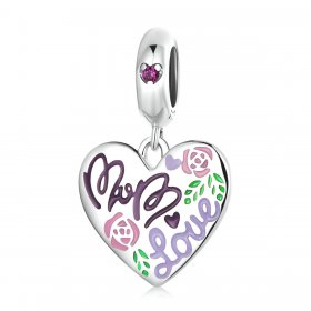 PANDORA Style Mother's Day - Colorful Graffiti Hearts Dangle Charm - BSC594