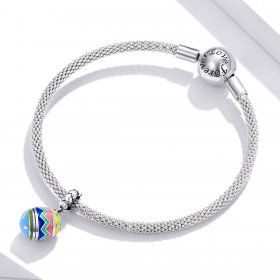 Pandora Style Silver Dangle Charm, Lucky Eggs, Multicolor Enamel - SCC1753