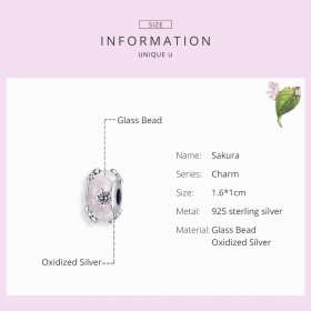 Silver Sakura Murano Glass Charm - PANDORA Style - SCC1302