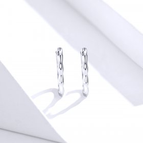 Pandora Style Silver Hoop Earrings, Simple Line - SCE843