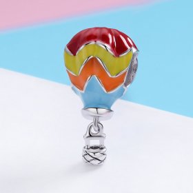 Pandora Style Silver Charm, Turkish Hot Air Balloons, Multicolor Enamel - SCC867