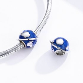 Pandora Style Silver Charm, My Amazing Earth, Blue Enamel - BSC162