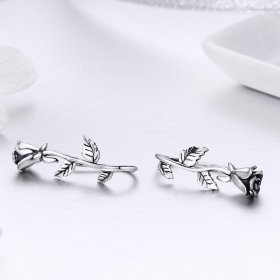 Silver Rose Love Stud Earrings - PANDORA Style - SCE380