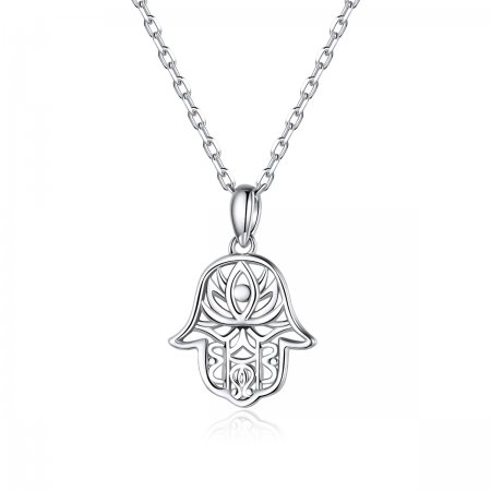 Pandora Style Silver Necklace, Lucky Hand, Enamel - SCN434