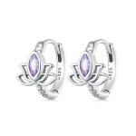 Pandora Style Lotus Hoop Earrings - SCE1648