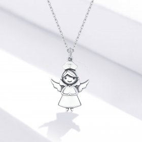 Angel In White Pendant Necklace - PANDORA Style - SCN425