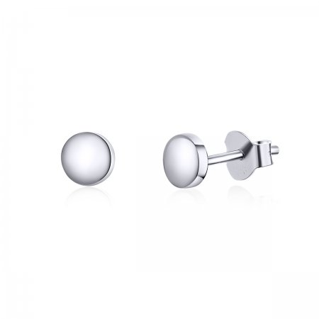 Pandora Style Silver Stud Earrings, Simple Bean - SCE705-A