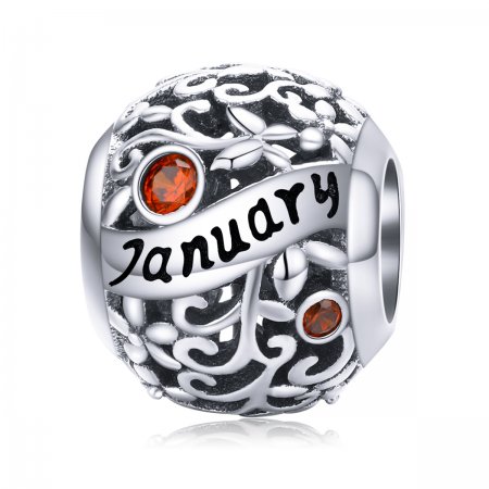 Pandora Style Silver Charm, January Birthstone - SCC1385-1