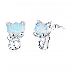 PANDORA Style Opal Cute Cat Stud Earrings - SCE828