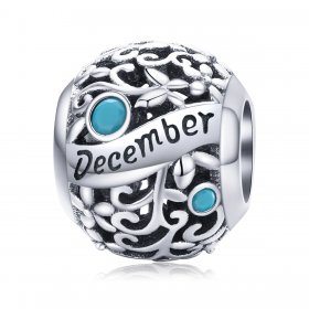 Pandora Style Silver Charm, December Birthstone - SCC1385-12