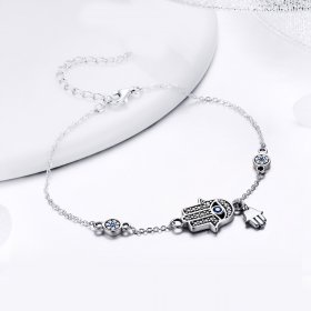 Silver Hand of Fatima Chain Slider Bracelet - PANDORA Style - SCB079