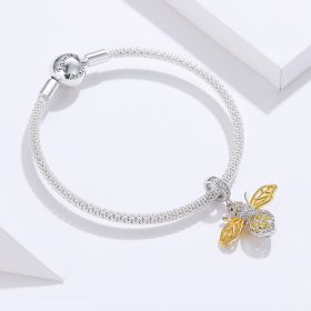 Silver & Gold-Plated Bee Mesh Bracelet - PANDORA Style - SCB830