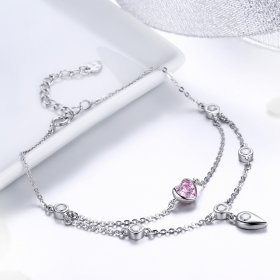 Silver Sweet Heart Chain Slider Bracelet - PANDORA Style - SCB090