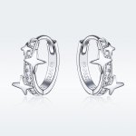 Pandora Style Silver Hoop Earrings, A Star of Wish - BSE076