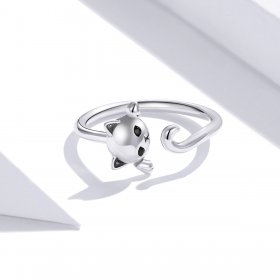 Pandora Style Silver Open Ring, Cute Cat - SCR707
