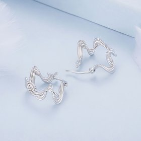 Pandora Style Wave Hoop Earrings - BSE907