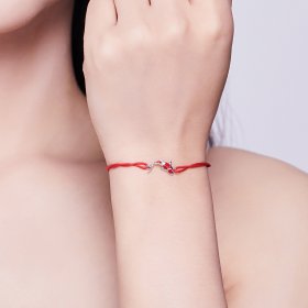 Red Rope with Silver Lucky Carp Bracelet - PANDORA Style - SCB145