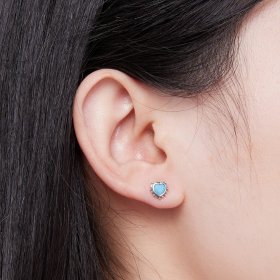 Pandora Style Heart-Shaped Stud Earrings - SCE1592