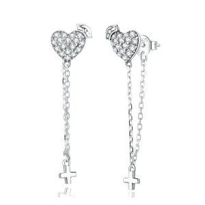 (image for) Angel In White Cross With Love Earrings - PANDORA Style - SCE969