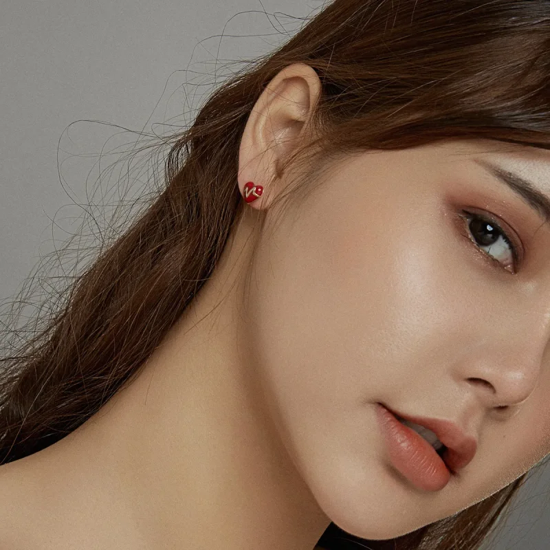 (image for) Angel In White Love Heartbeat Stud Earrings - PANDORA Style - SCE968 - View 6