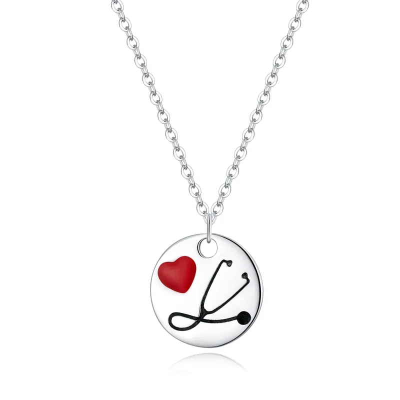 (image for) Angel In White Love Stethoscope Pendant Necklace - PANDORA Style - SCN426 - Product Image