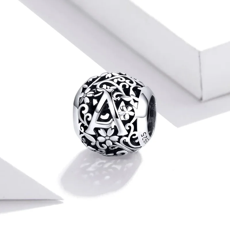 (image for) Openwork Flower Letter A Charm - PANDORA Style - SCC1444-A - View 2