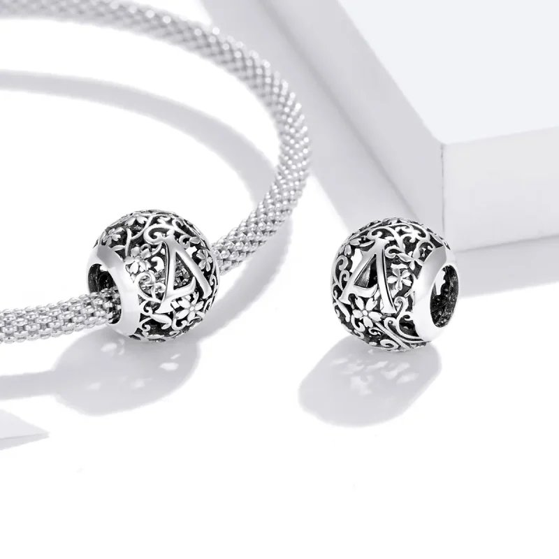 (image for) Openwork Flower Letter A Charm - PANDORA Style - SCC1444-A - View 4