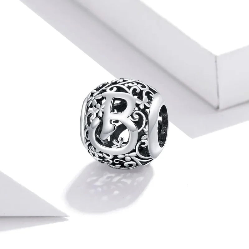 (image for) Openwork Flower Letter B Charm - PANDORA Style - SCC1444-B - View 2